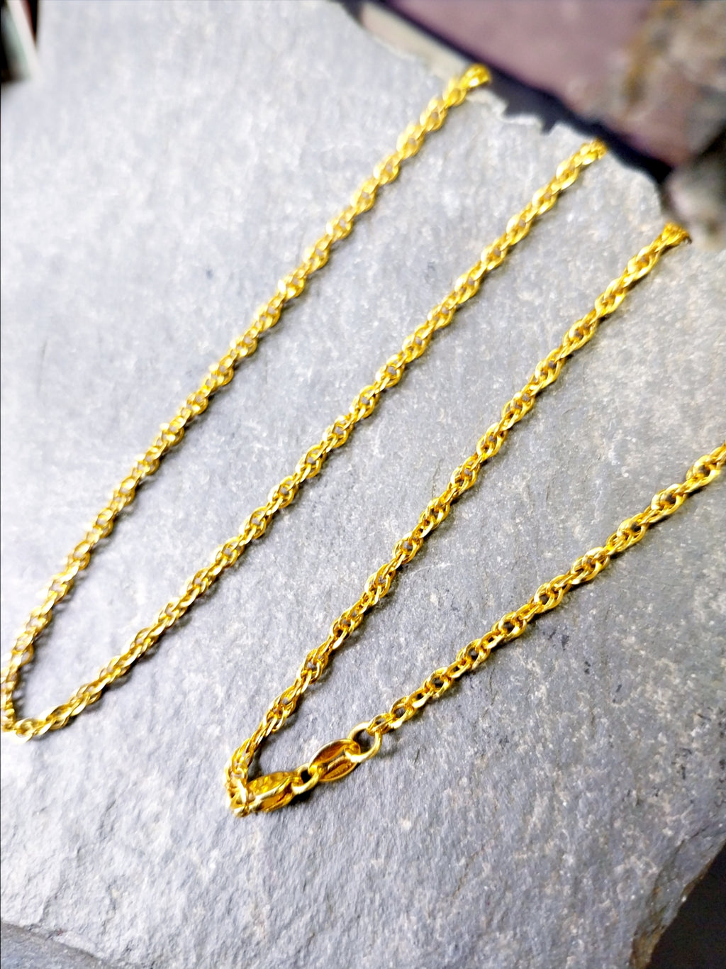 Vintage 9ct GOLD Twisted Rope Chain Necklace, 24" - 2.5g