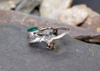 Vintage Sterling Silver Claddagh Brooch & Green Stone - 4.8g
