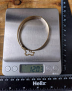 Vintage 9ct Rolled GOLD BANGLE - Diamond Design with Safety Chain - 12g