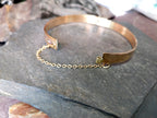 Vintage 9ct Rolled GOLD BANGLE - Diamond Design with Safety Chain - 12g