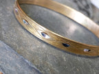 Vintage 9ct Rolled GOLD BANGLE - Diamond Design with Safety Chain - 12g