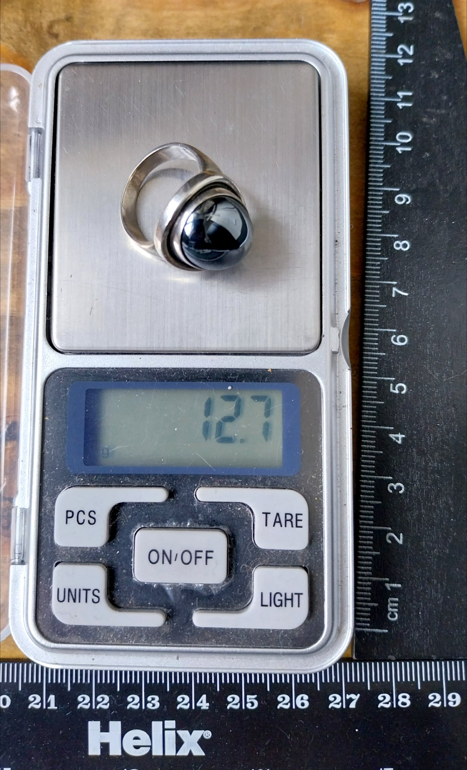 Georg Jensen Sterling Silver HEMATITE Ring Design 46A - size N 1/2 (7) - 12.7g