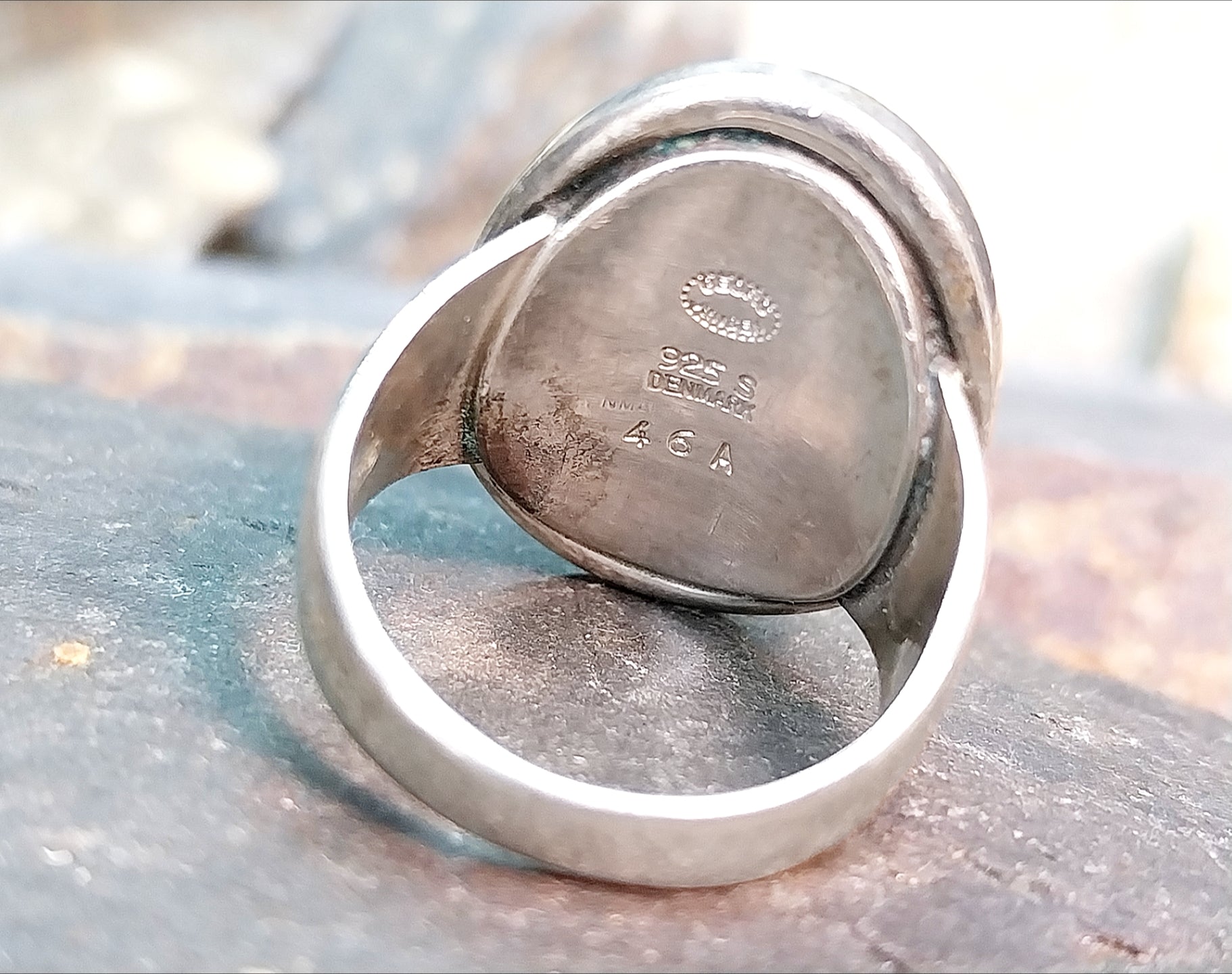 Georg Jensen Sterling Silver HEMATITE Ring Design 46A - size N 1/2 (7) - 12.7g