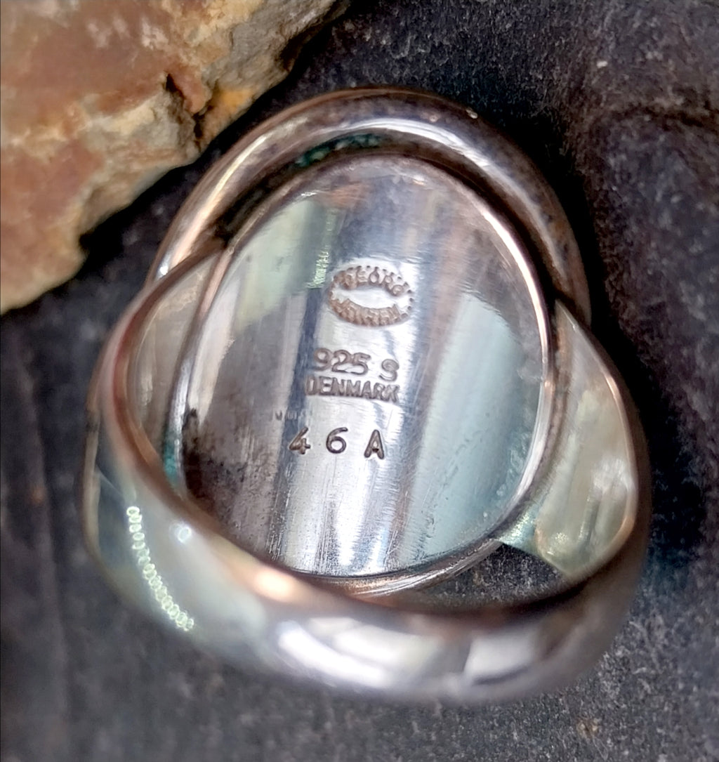 Georg Jensen Sterling Silver HEMATITE Ring Design 46A - size N 1/2 (7) - 12.7g