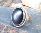 Georg Jensen Sterling Silver HEMATITE Ring Design 46A - size N 1/2 (7) - 12.7g