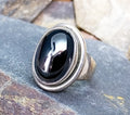 Georg Jensen Sterling Silver HEMATITE Ring Design 46A - size N 1/2 (7) - 12.7g