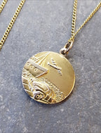 9ct Gold Georg Jensen St Christopher Necklace - Double Sided on 20" Chain - 6.1g