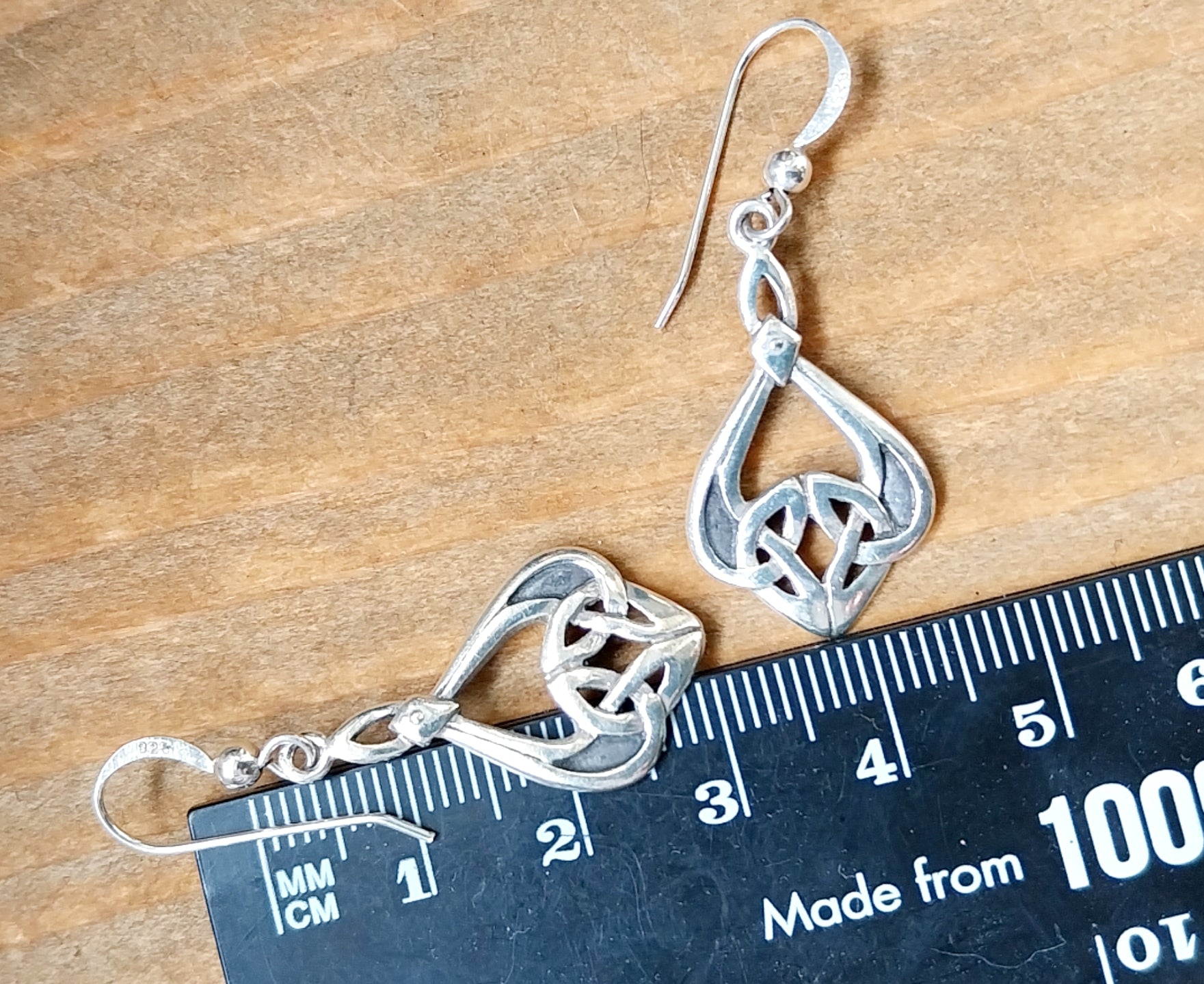 Celtic Knot Sterling Silver Dangle Earrings - 3.6g