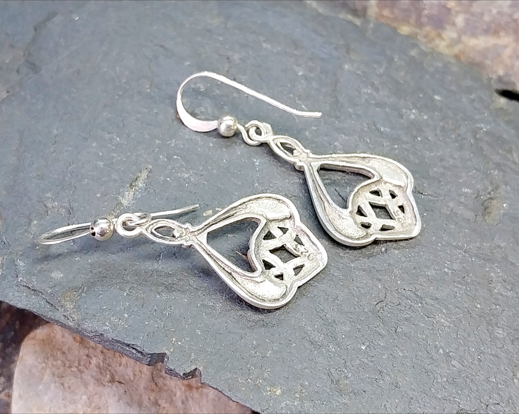 Celtic Knot Sterling Silver Dangle Earrings - 3.6g