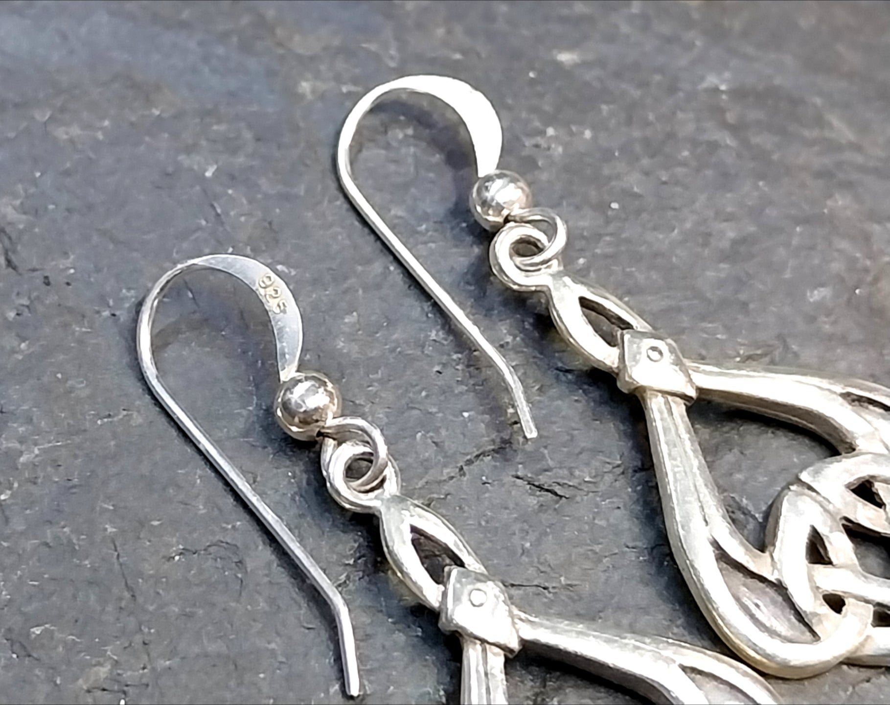 Celtic Knot Sterling Silver Dangle Earrings - 3.6g