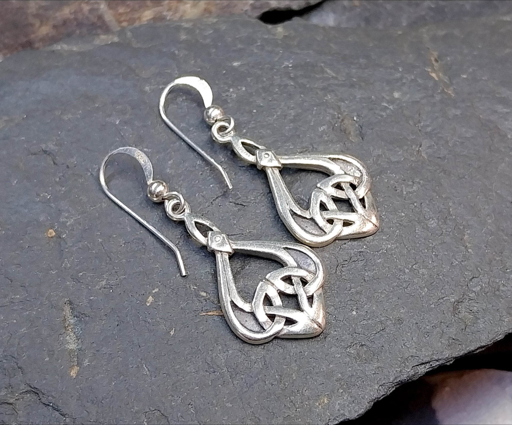 Celtic Knot Sterling Silver Dangle Earrings - 3.6g