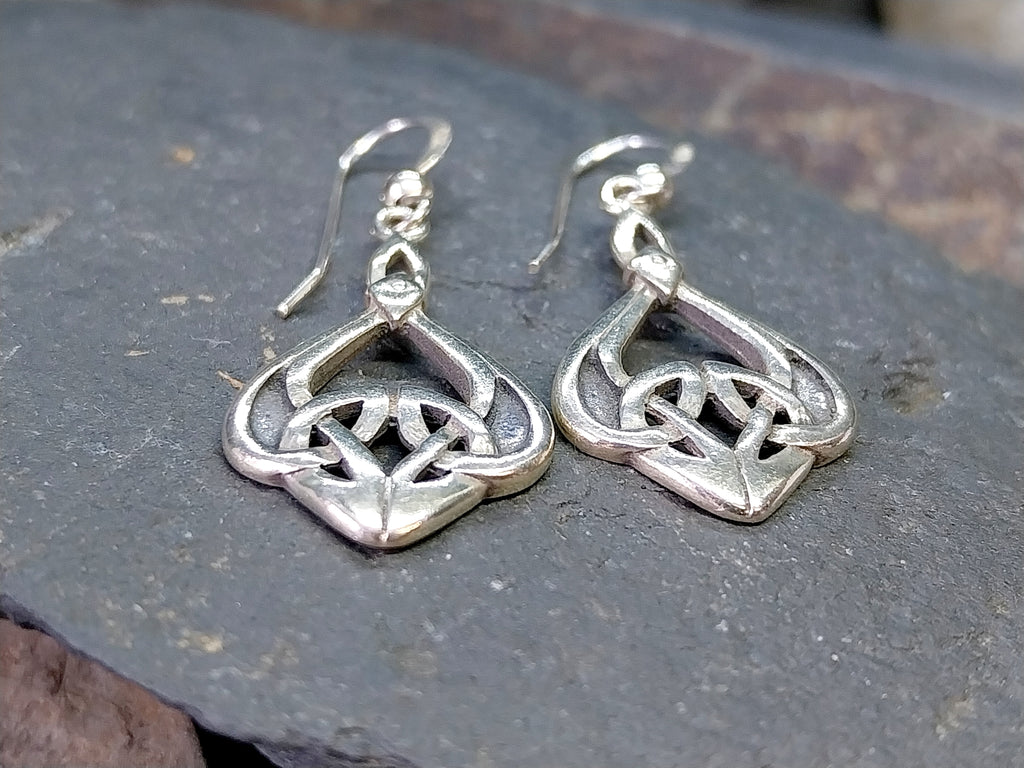 Celtic Knot Sterling Silver Dangle Earrings - 3.6g