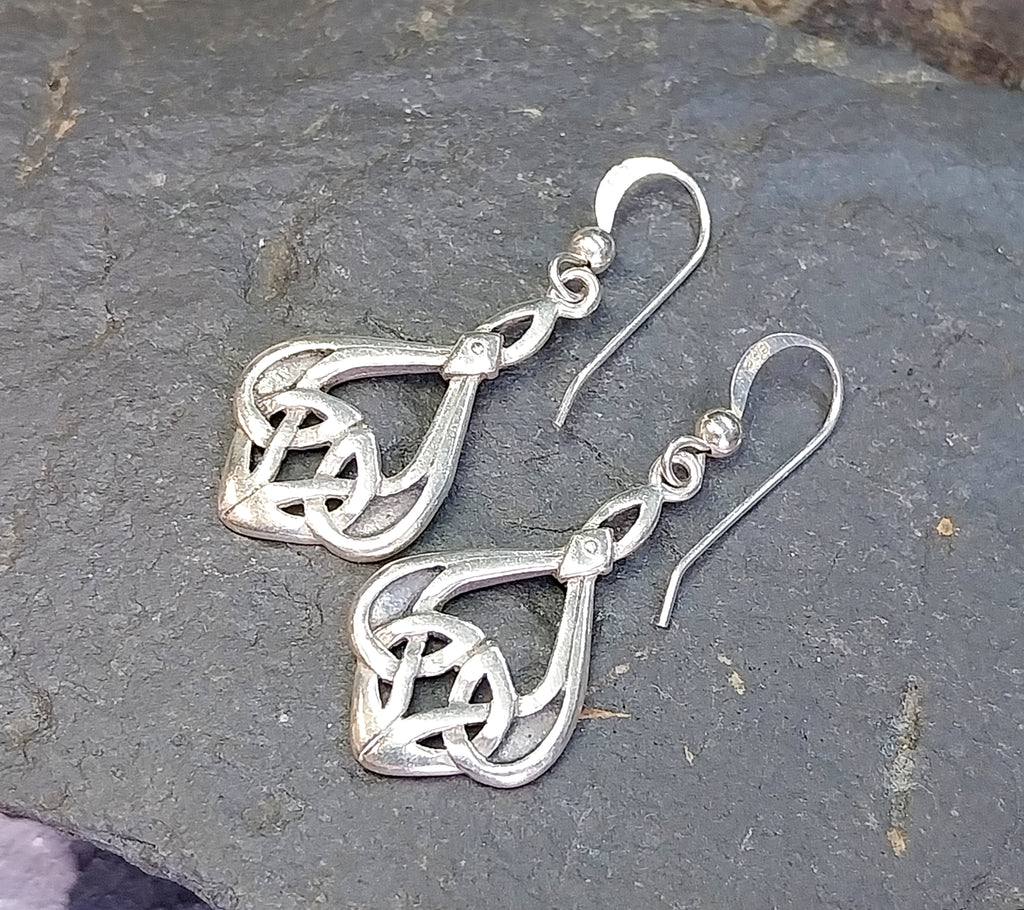 Celtic Knot Sterling Silver Dangle Earrings - 3.6g