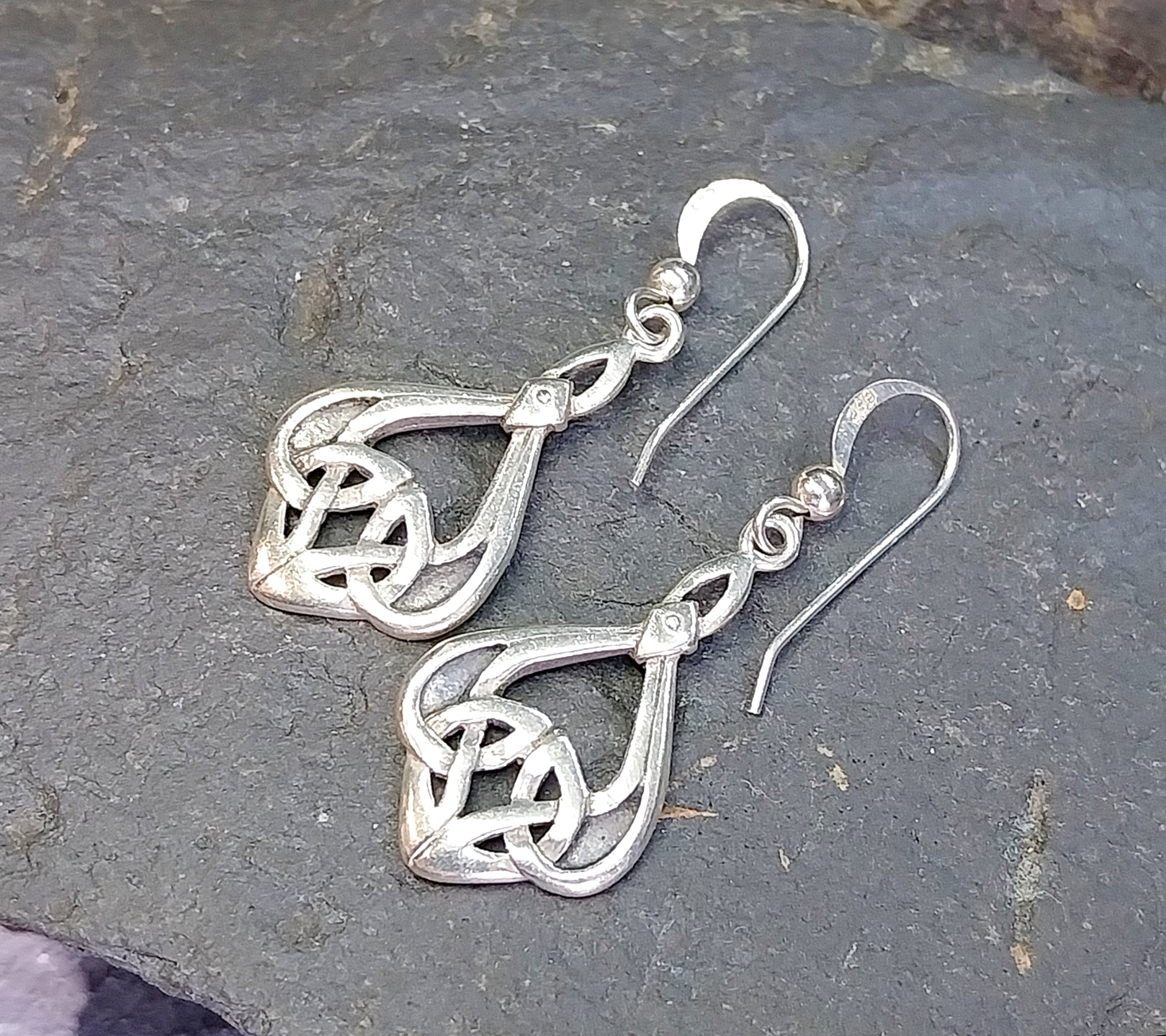 Celtic Knot Sterling Silver Dangle Earrings - 3.6g