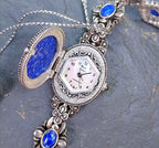 Vintage Sterling Silver WATCH - with Turquoise Gemstone Bracelet Strap 18cm 42g