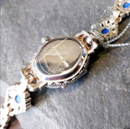 Vintage Sterling Silver WATCH - with Turquoise Gemstone Bracelet Strap 18cm 42g