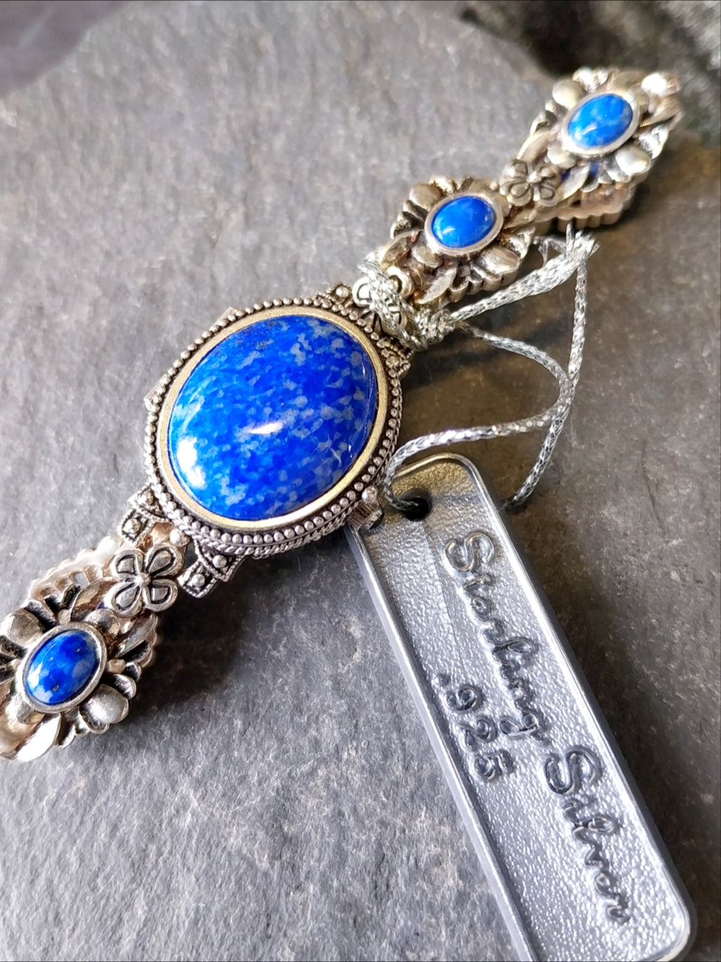 Vintage Sterling Silver WATCH - with Turquoise Gemstone Bracelet Strap 18cm 42g