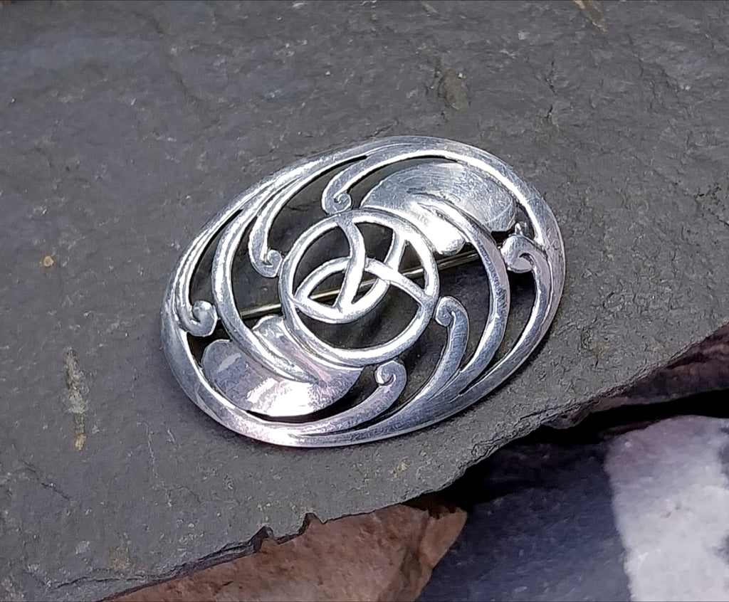 Vintage Sterling Silver Mackintosh Rose Art Nouveau Brooch - 8.6g