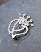 OLA GORIE Double Heart Luckenbooth BROOCH - Scottish Silver