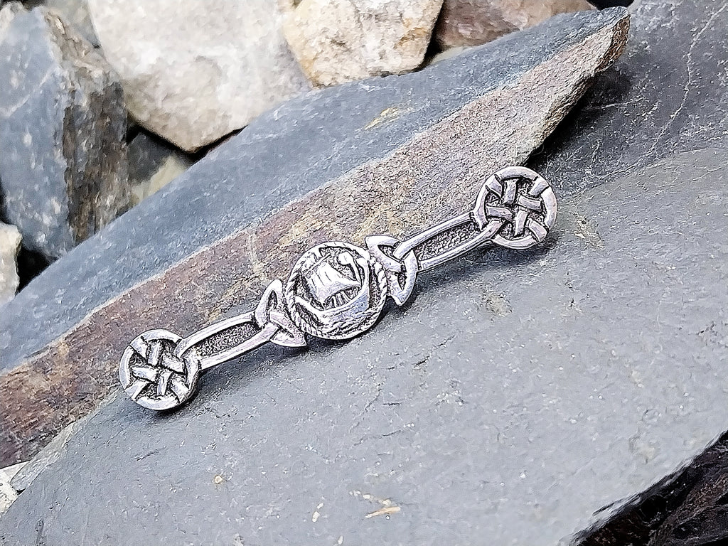 Vintage Sterling Silver Viking Ship Brooch Chester Hallmarks circa 1946