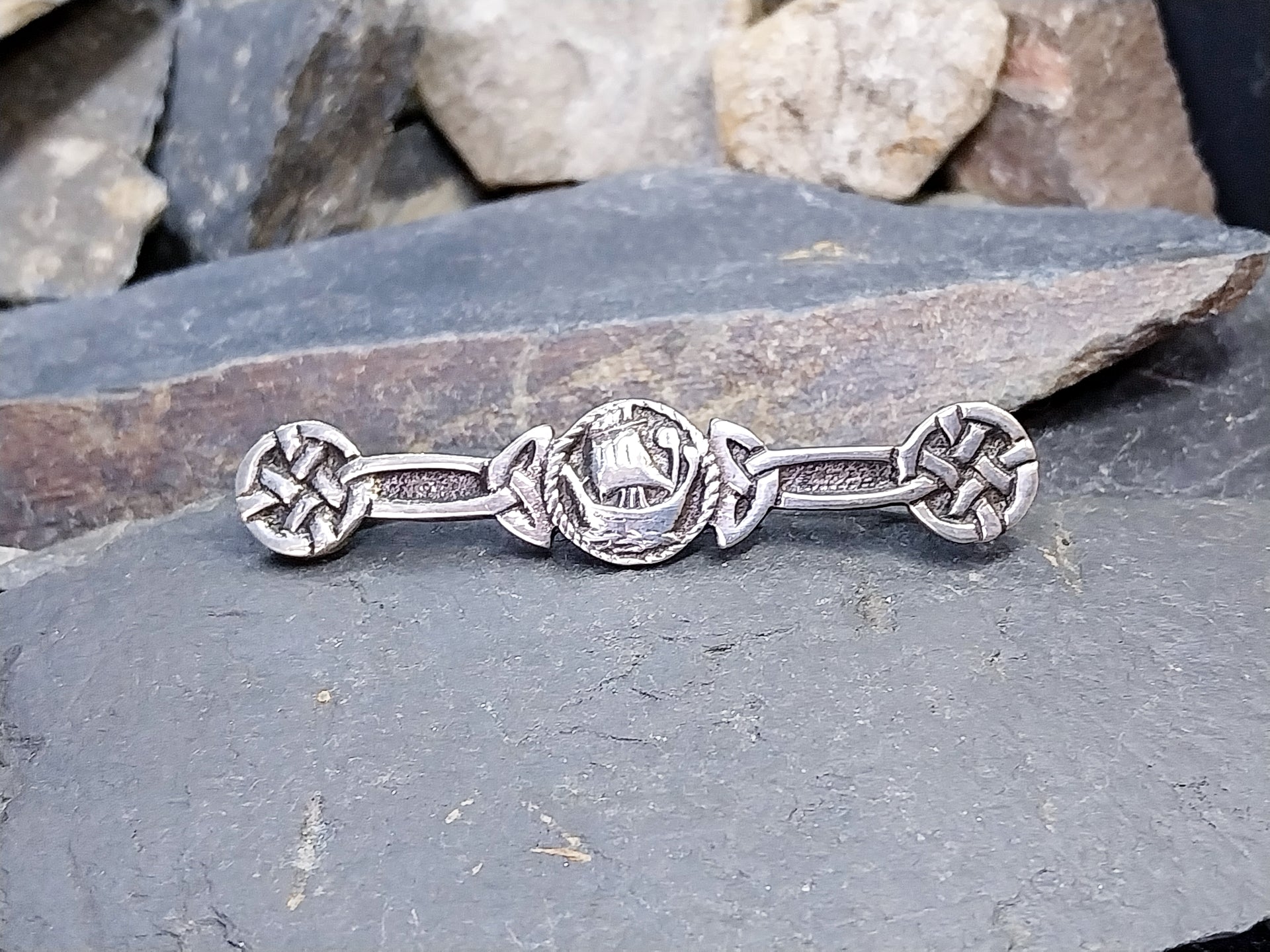 Vintage Sterling Silver Viking Ship Brooch Chester Hallmarks circa 1946