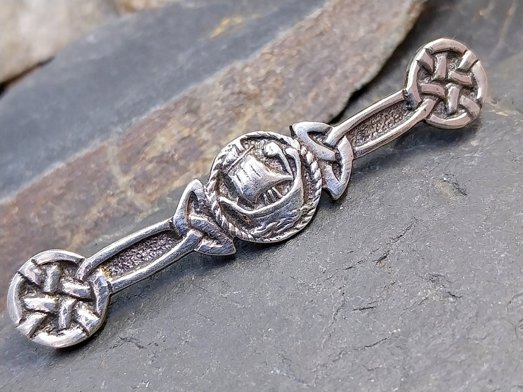 Vintage Sterling Silver Viking Ship Brooch Chester Hallmarks circa 1946