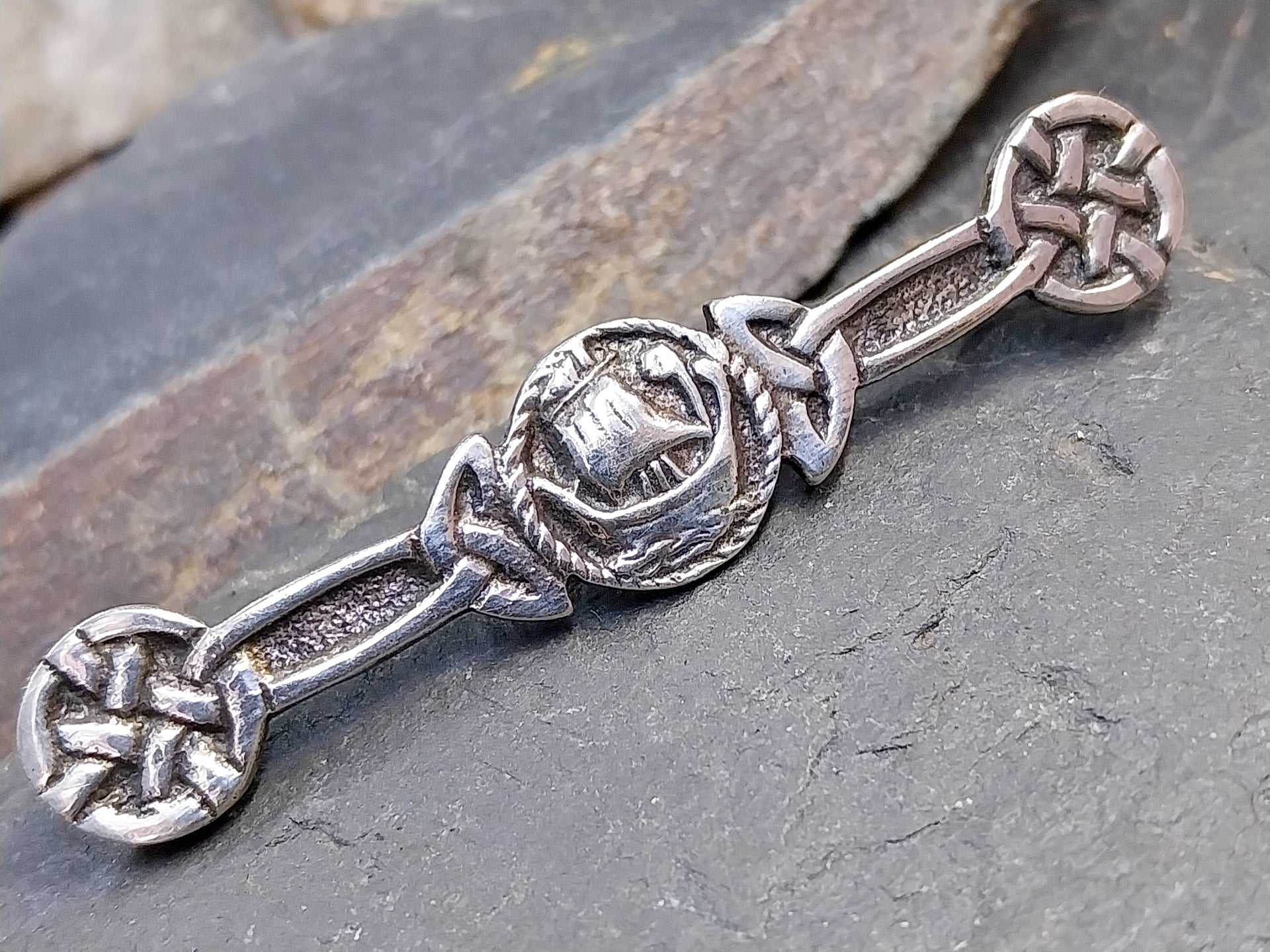 Vintage Sterling Silver Viking Ship Brooch Chester Hallmarks circa 1946