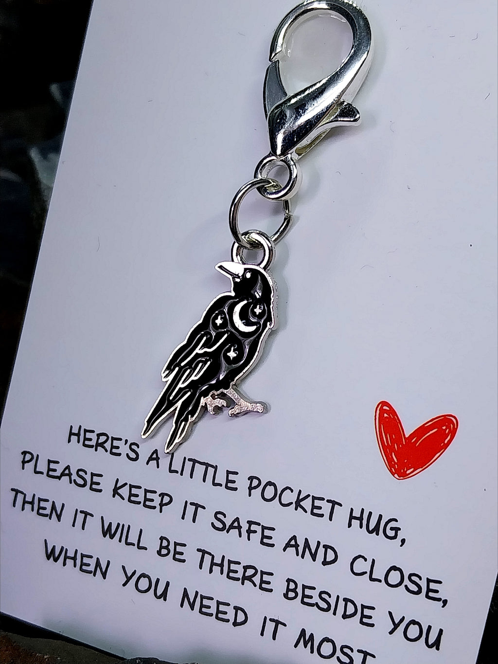 Raven Crow - Pocket Hug Keychain, Bag Charm Gift