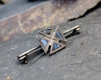 Antique SILVER CELTIC Cross  Agate Brooch - 1.4g
