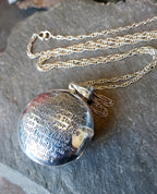 Large Silver Circular CELTIC LOCKET with Verse on 24" Chain - 15.2g