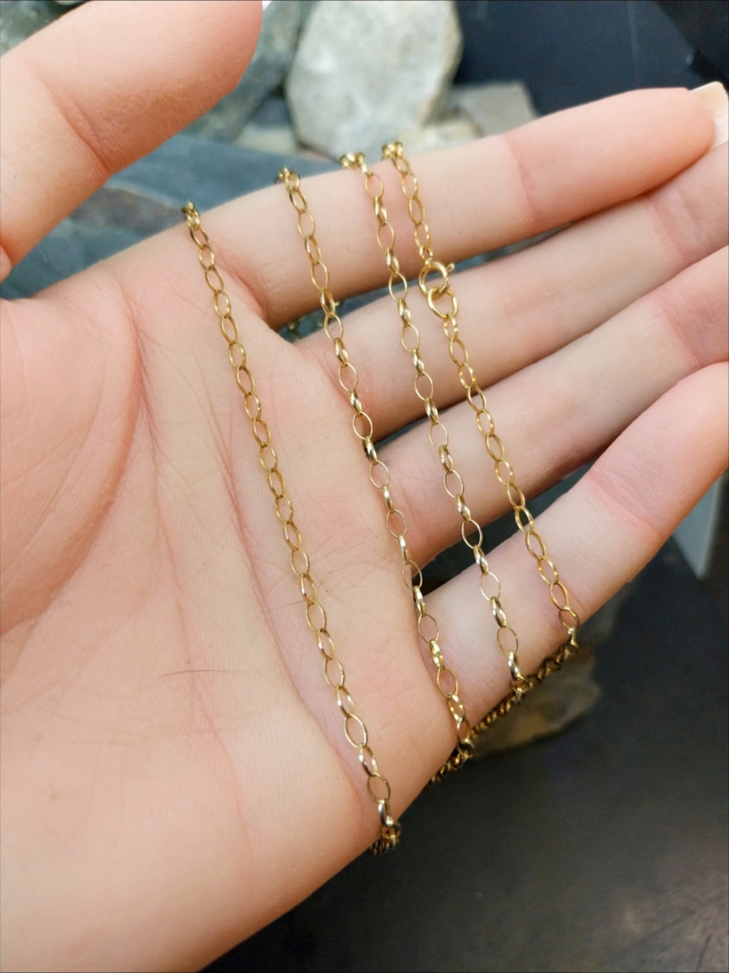 9ct GOLD BELCHER Chain Necklace, 23" Long  Hallmarked - 2.7g