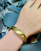 Vintage 9ct Rolled GOLD BANGLE BRACELET with Safety Chain -  18.9g