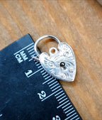 GEORG JENSEN Sterling Silver Engraved Heart Lock Charm - for bracelet - 2.1g