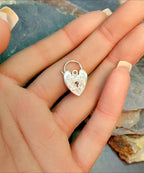GEORG JENSEN Sterling Silver Engraved Heart Lock Charm - for bracelet - 2.1g