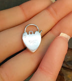 GEORG JENSEN Sterling Silver Engraved Heart Lock Charm - for bracelet - 2.1g