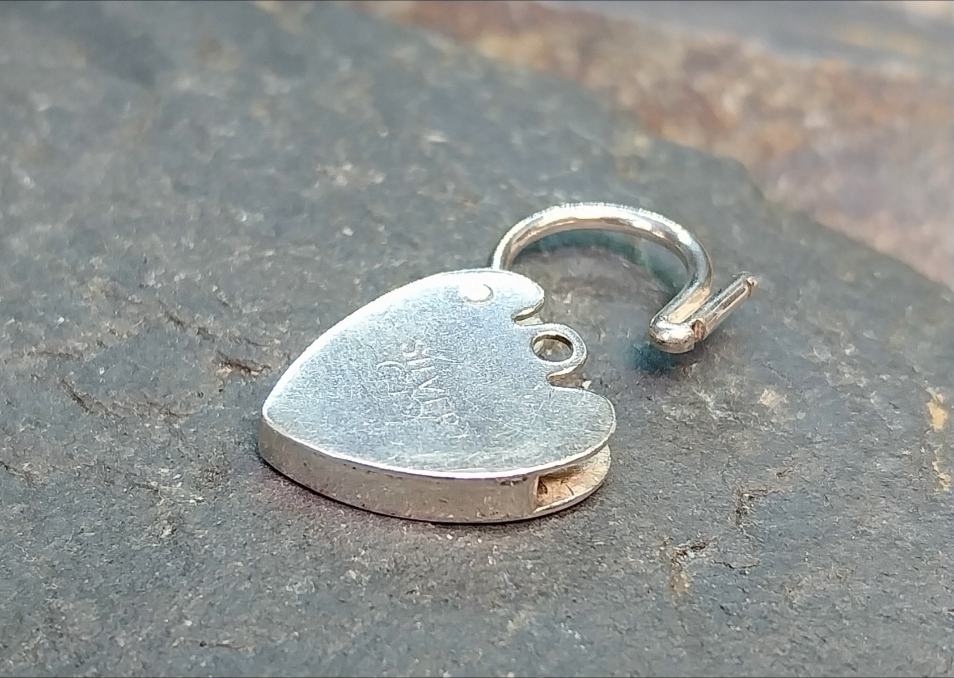 GEORG JENSEN Sterling Silver Engraved Heart Lock Charm - for bracelet - 2.1g