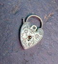 GEORG JENSEN Sterling Silver Engraved Heart Lock Charm - for bracelet - 2.1g