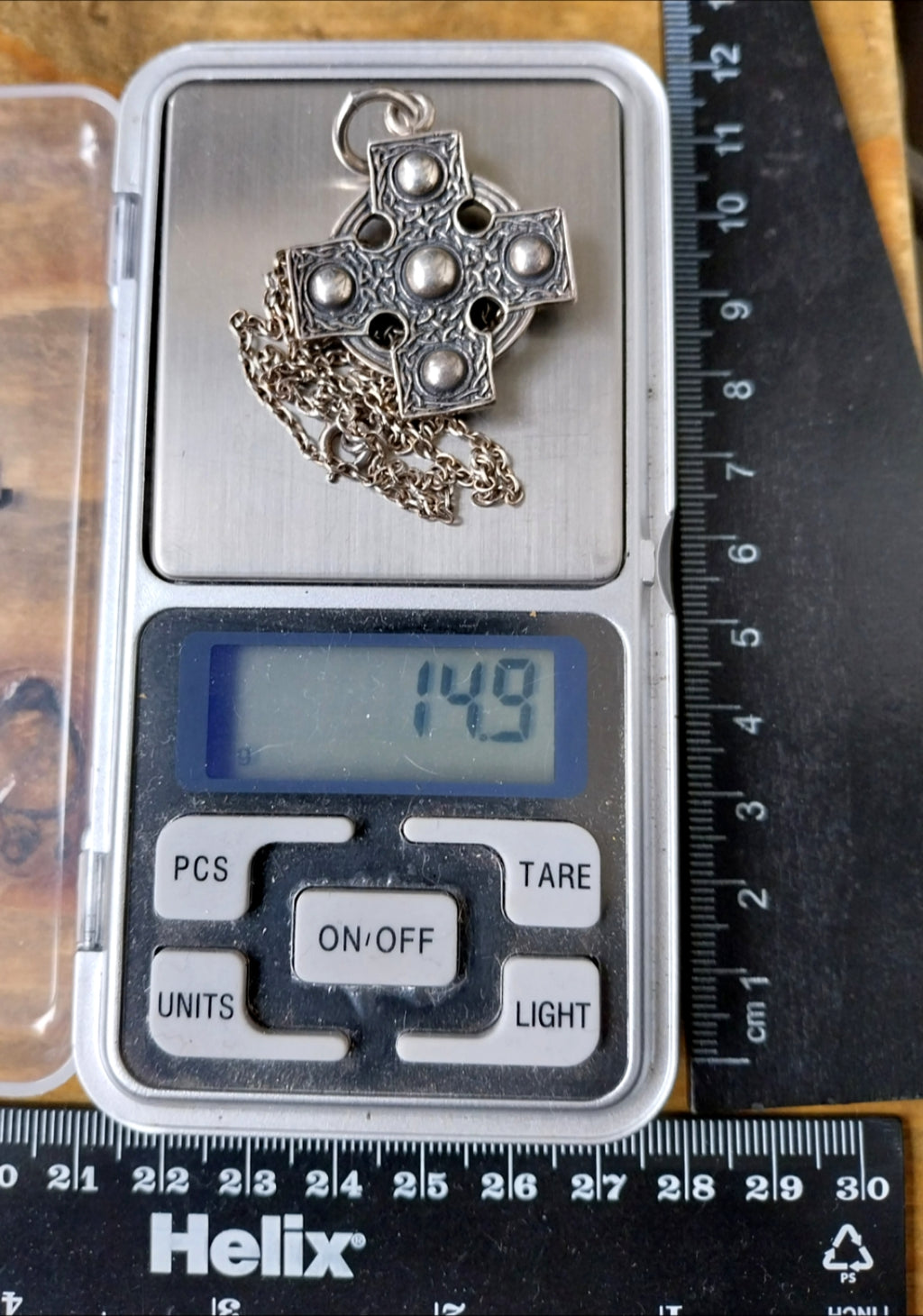 Sterling Silver CELTIC CROSS Pendant Necklace  22" Chain 14.9g