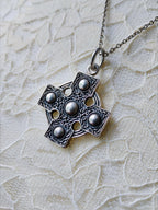 Sterling Silver CELTIC CROSS Pendant Necklace  22" Chain 14.9g