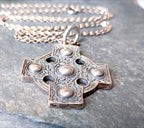 Sterling Silver CELTIC CROSS Pendant Necklace  22" Chain 14.9g