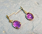 9ct GOLD Classic Amethyst Drop EARRINGS - 1.2g