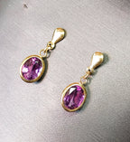 9ct GOLD Classic Amethyst Drop EARRINGS - 1.2g