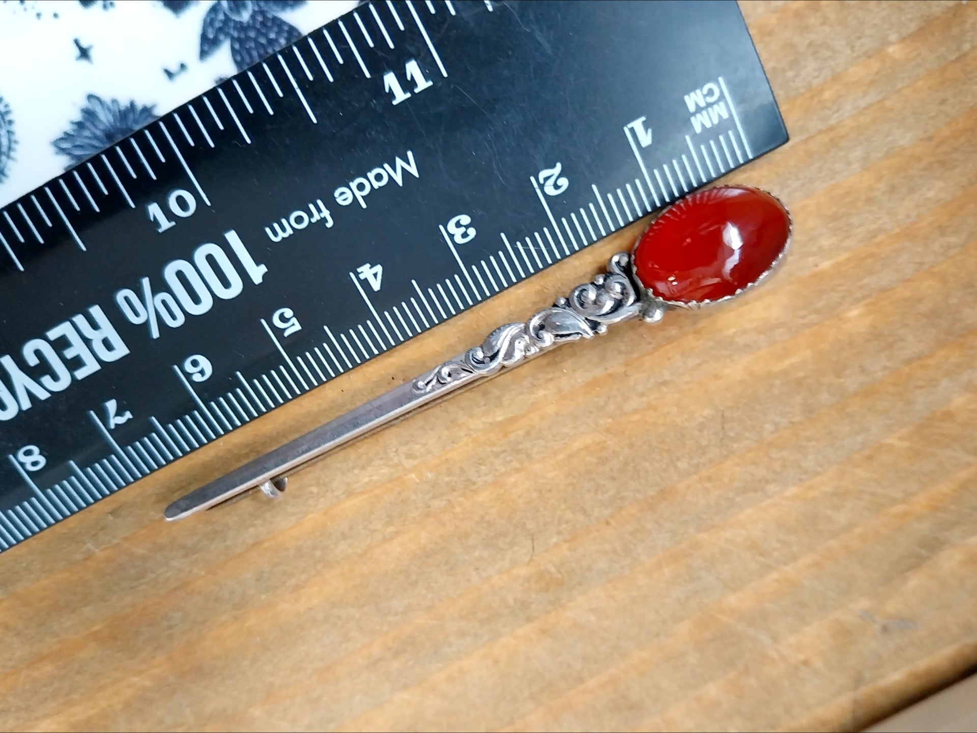 Carnelian Sterling Silver KILT PIN Brooch - Dirk - 4.2g