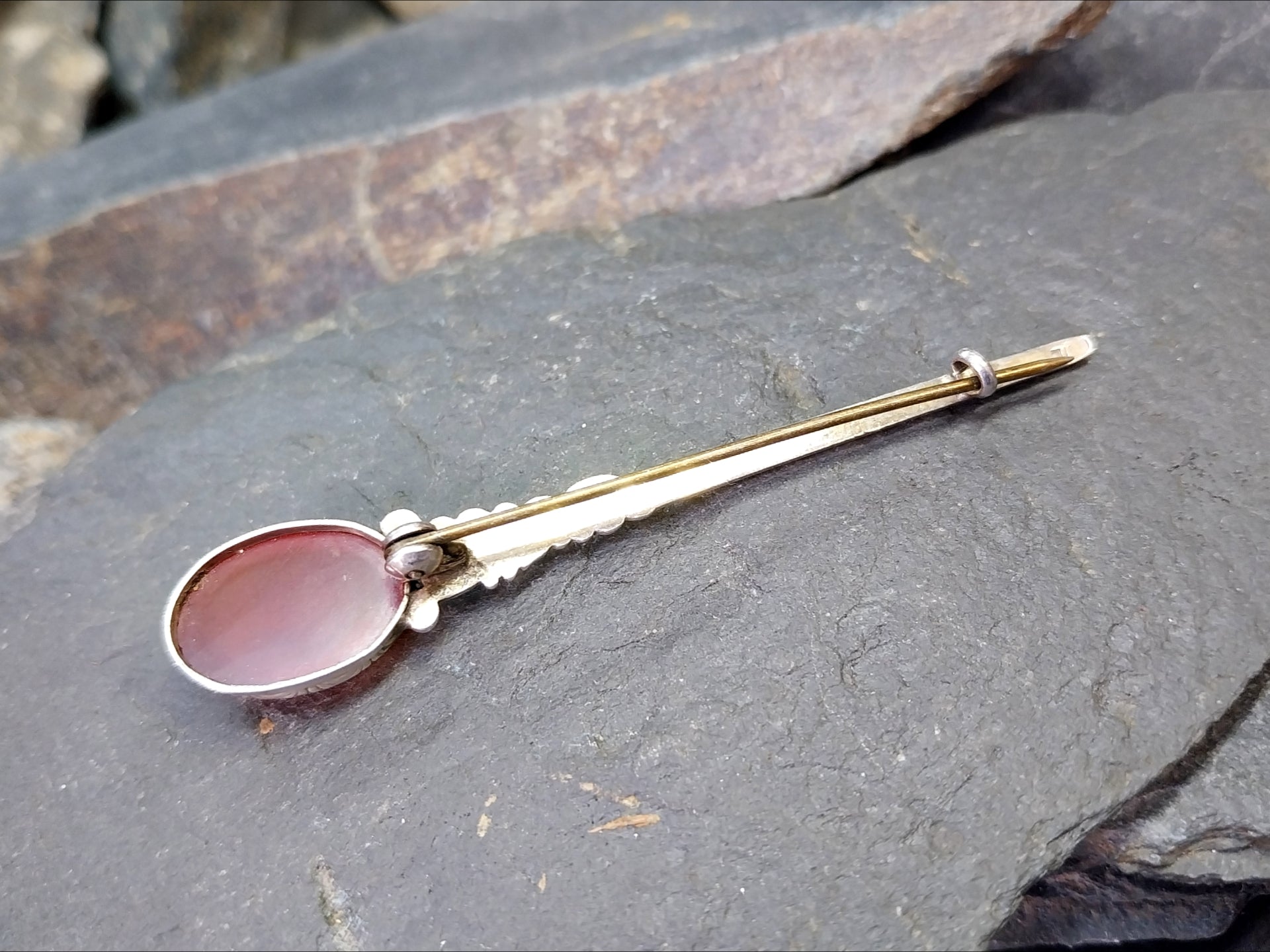 Carnelian Sterling Silver KILT PIN Brooch - Dirk - 4.2g