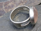 Hallmarked SILVER RING with Large Rose Quartz Stone - 1960s  Size P (7.5) - 6.6g