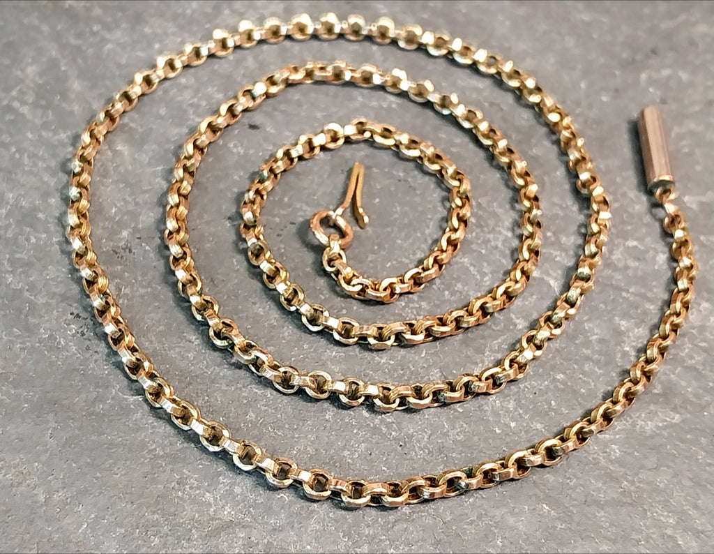 Antique 9ct GOLD ROLO BELCHER Chain Necklace with Barrel Clasp - 18 1/4" - 6.4g