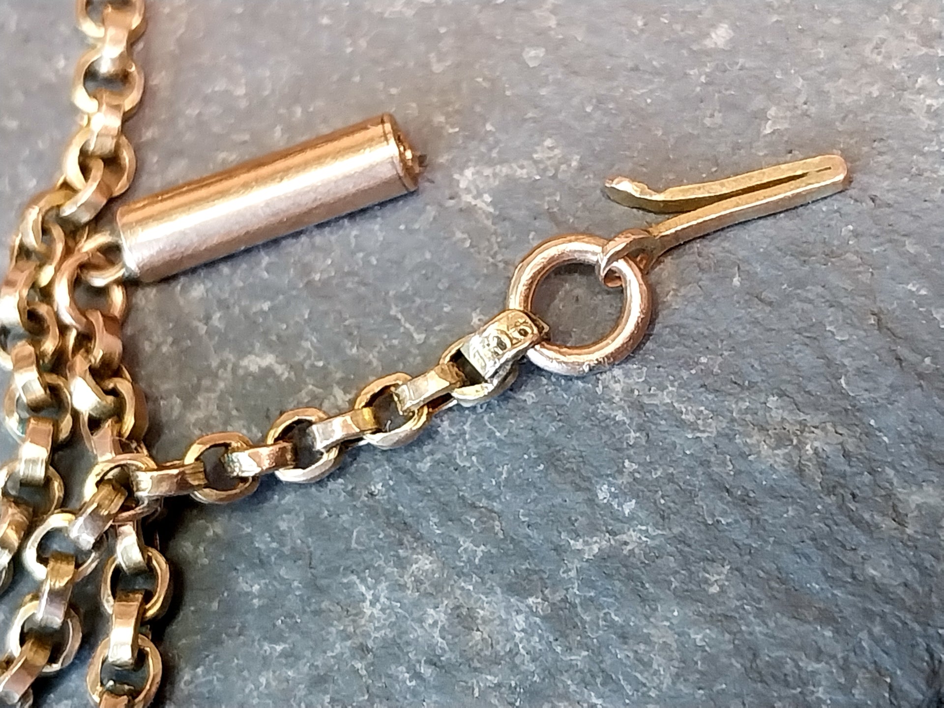 Antique 9ct GOLD ROLO BELCHER Chain Necklace with Barrel Clasp - 18 1/4" - 6.4g