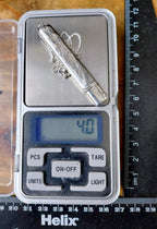 Antique Sterling Silver Pencil Holder LOCKET Pendant 1909 18" Chain - Original Pencil - 4g