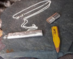 Antique Sterling Silver Pencil Holder LOCKET Pendant 1909 18" Chain - Original Pencil - 4g