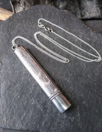 Antique Sterling Silver Pencil Holder LOCKET Pendant 1909 18" Chain - Original Pencil - 4g